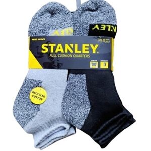 NEW Stanley Full Cushion Quarter Socks 10-Pack Men’s Stretch Durable Black Gray